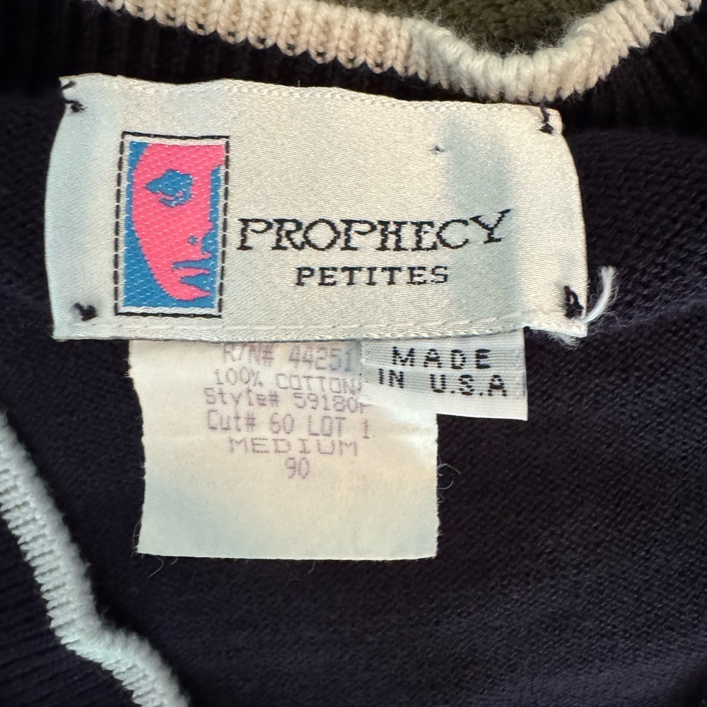 Vintage Prophecy Petites Navy Cardigan Size PM Made in USA - Picture 4 of 5
